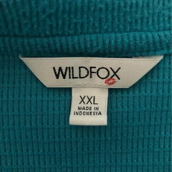 2X Blouse comfy Wild Fox Long Sleeve Blue Blouse 27” pit to pit C7231 - Picture 5 of 6